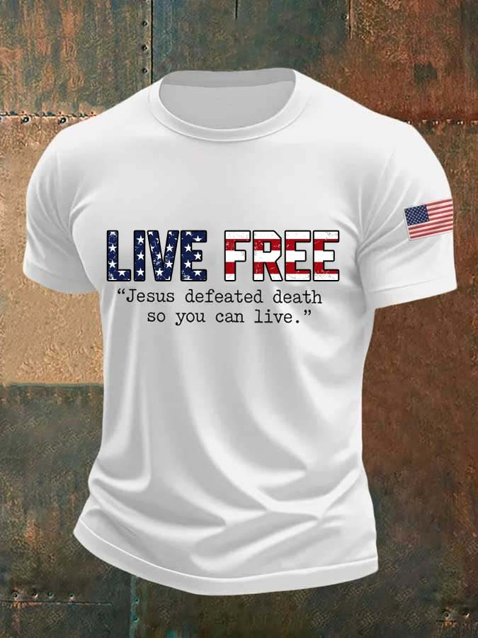 Charlie Kirk Live Free T-Shirt Jesus Defeated Death So You Can Live Faith Tee Freedom Gifts