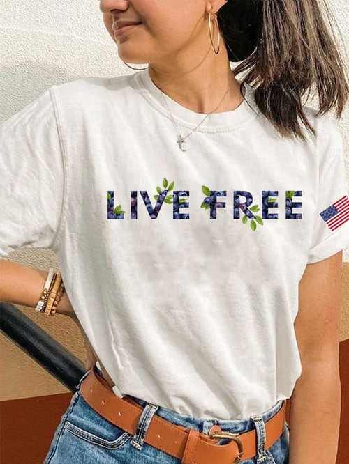 Charlie Kirk Live Free T-Shirt USA Flag Memorial Shirt Republican Political Gifts For Her