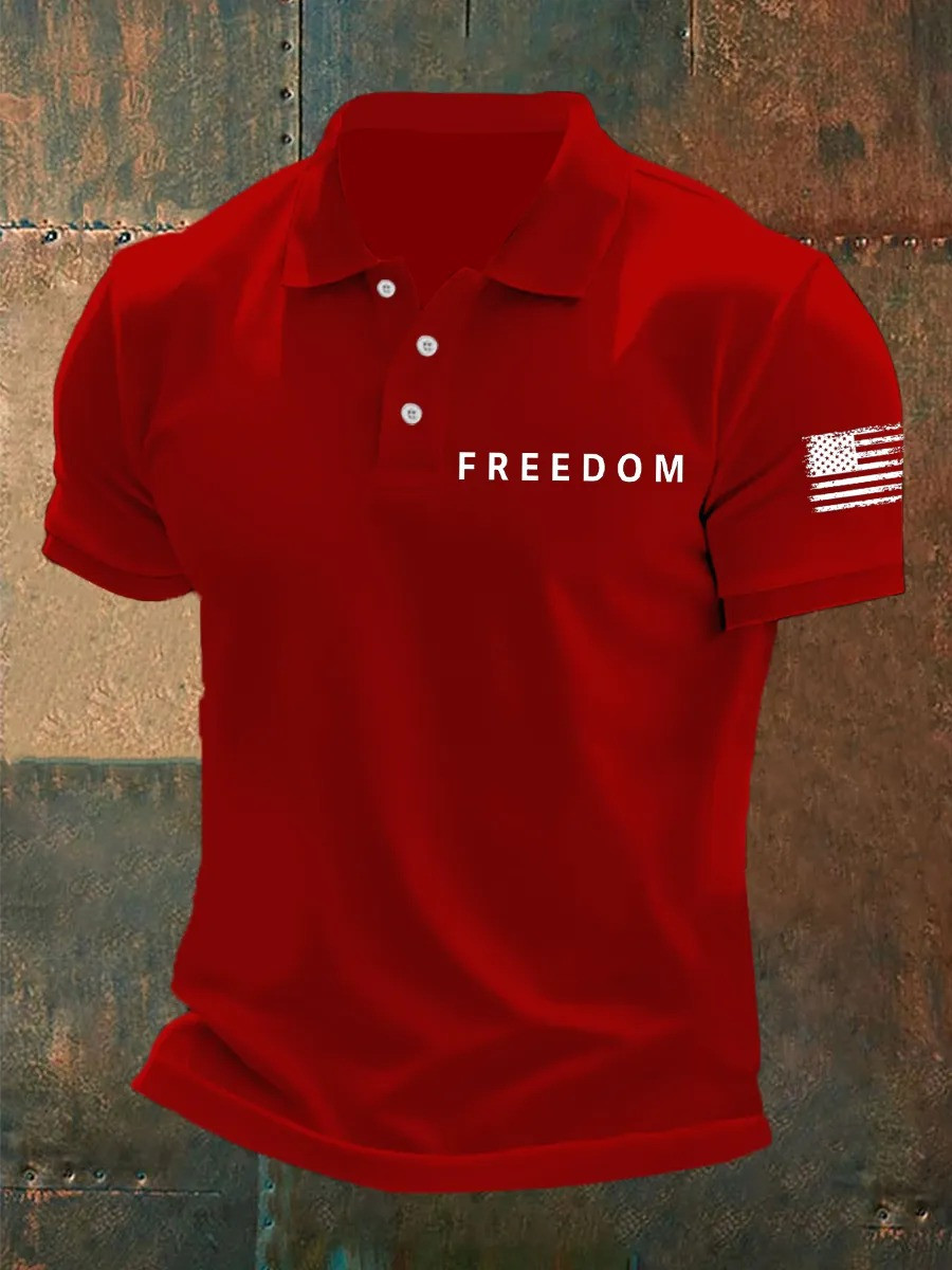 Charlie Kirk Make Freedom Great Again Polo Shirt Conservative American Patriotic Clothing Gift For Dad