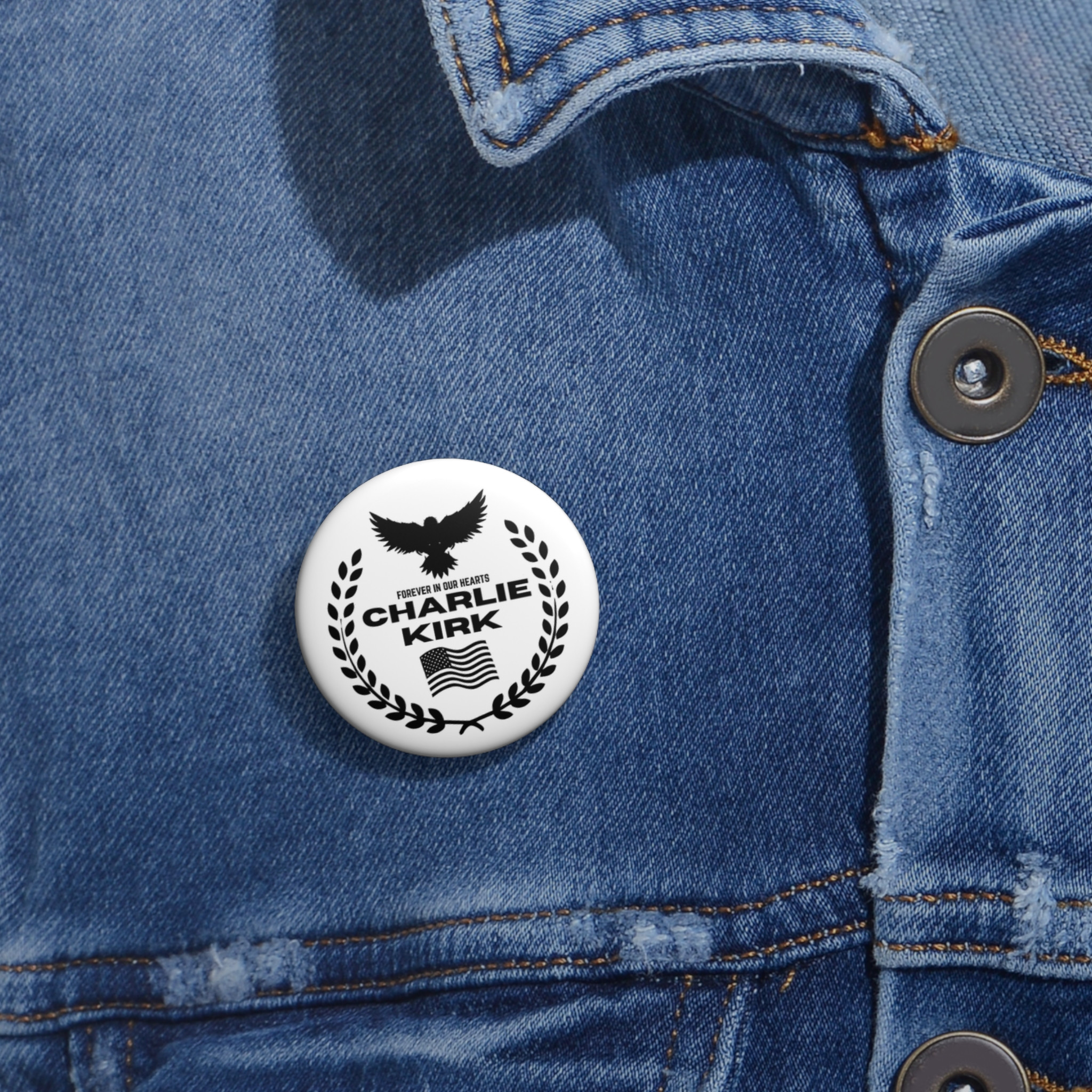 Charlie Kirk Memorial Pin Button RIP Tribute Badge Patriotic Republican Pin