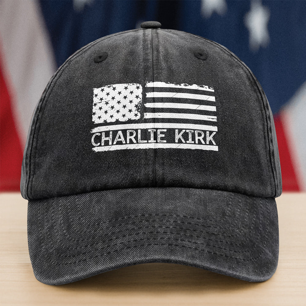 Charlie Kirk Memorial Washed Baseball Cap Gift for Veterans