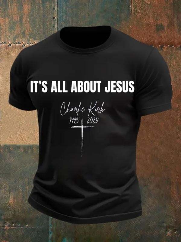 Charlie Kirk Men's Shirt It's All About Jesus Rest In Peace Charlie Kirk Merch Gifts Charlie Kirk Men's Shirt It's All About Jesus Rest In Peace Charlie Kirk Merch Gifts