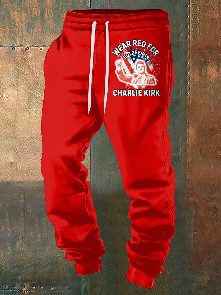 Charlie Kirk Men's Sweatpants Wear Red For October 14 Apparel Memorial Tribute Gifts
