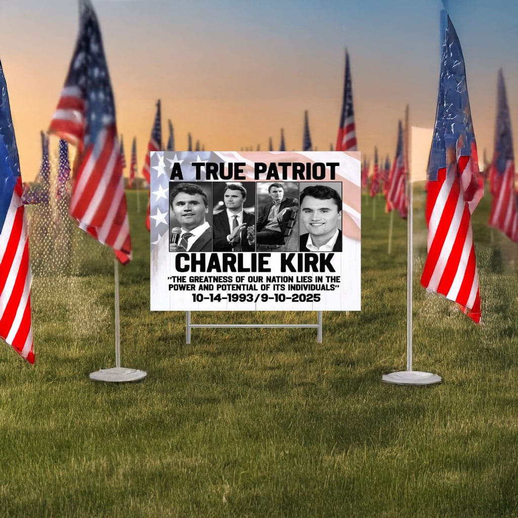 Charlie Kirk Merch A True Patriot Charlie Kirk Yard Sign Outdoor Decor