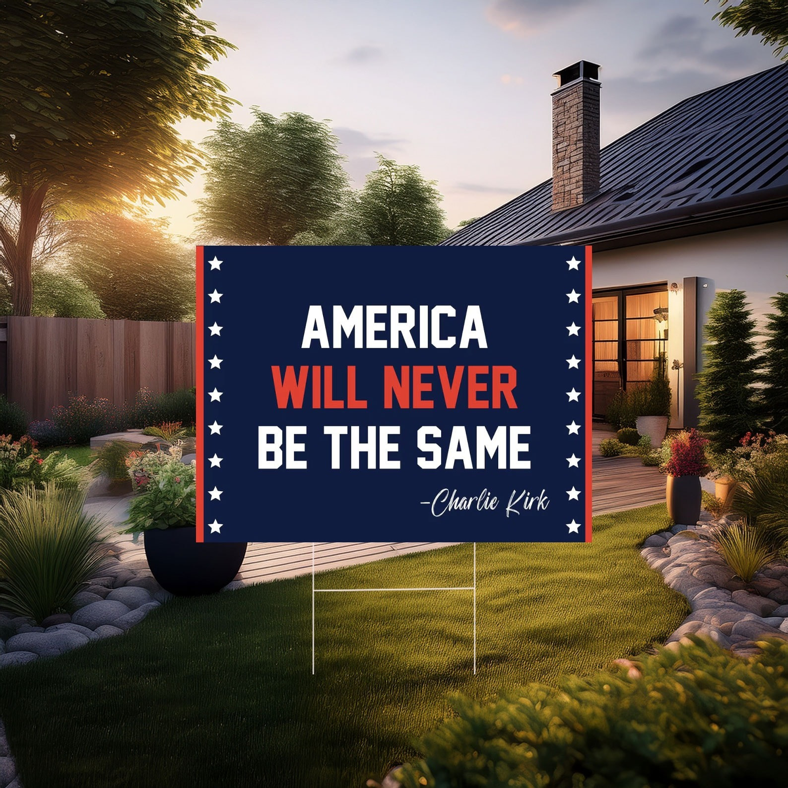 Charlie Kirk Merch American Will Never Be The Same Yard Sign Freedom Lawn Sign Outdoor Decor