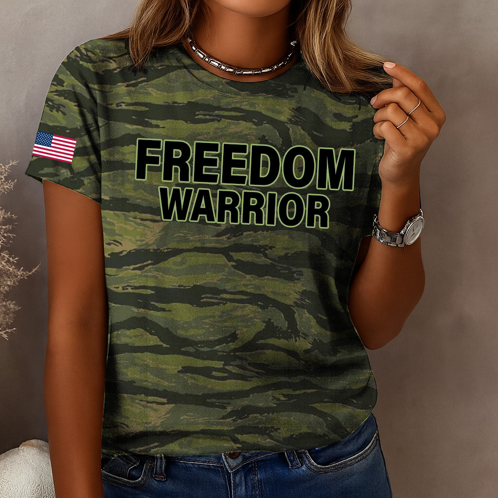 Charlie Kirk Merch Camo Freedom Warrior T-Shirt Charlie Kirk Freedom Apparel Gifts For Mom