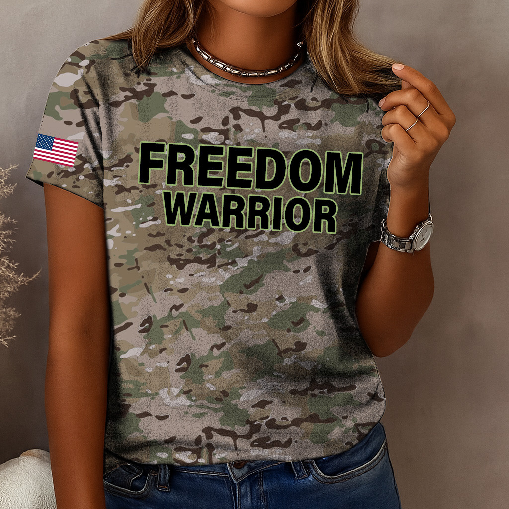 Charlie Kirk Merch Camo Freedom Warrior T-Shirt Charlie Kirk Shirt Freedom Merch Mother Gifts