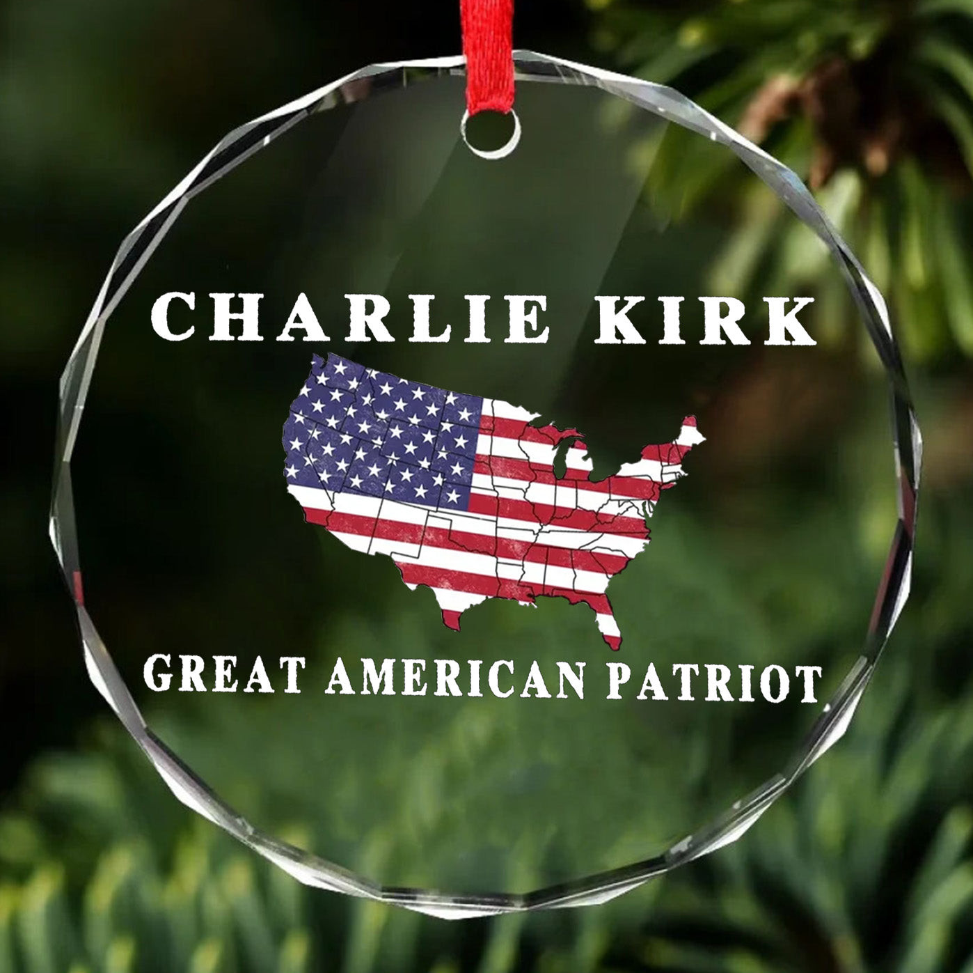Charlie Kirk Merch Charlie Kirk Great American Patriot Glass Ornament Christmas Tree Decor