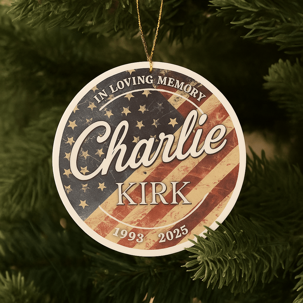 Charlie Kirk Merch Charlie Kirk Memorial Ornament Patriotic Christmas Tree Ornament MAGA Gifts