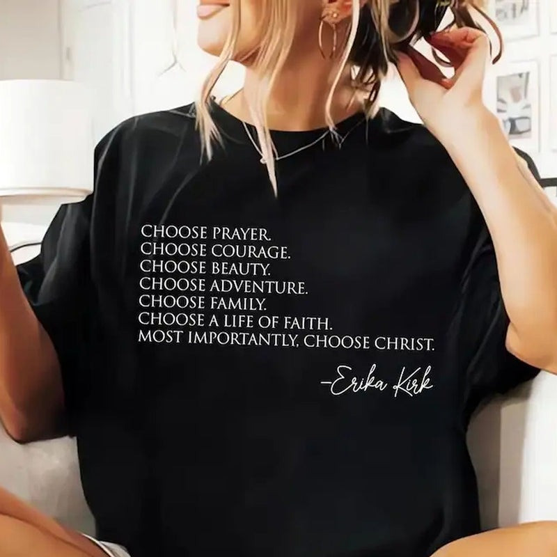 Charlie Kirk Merch Choose Prayer Erika Kirk T-Shirt Justice For Charlie Kirk Memorial Shirt