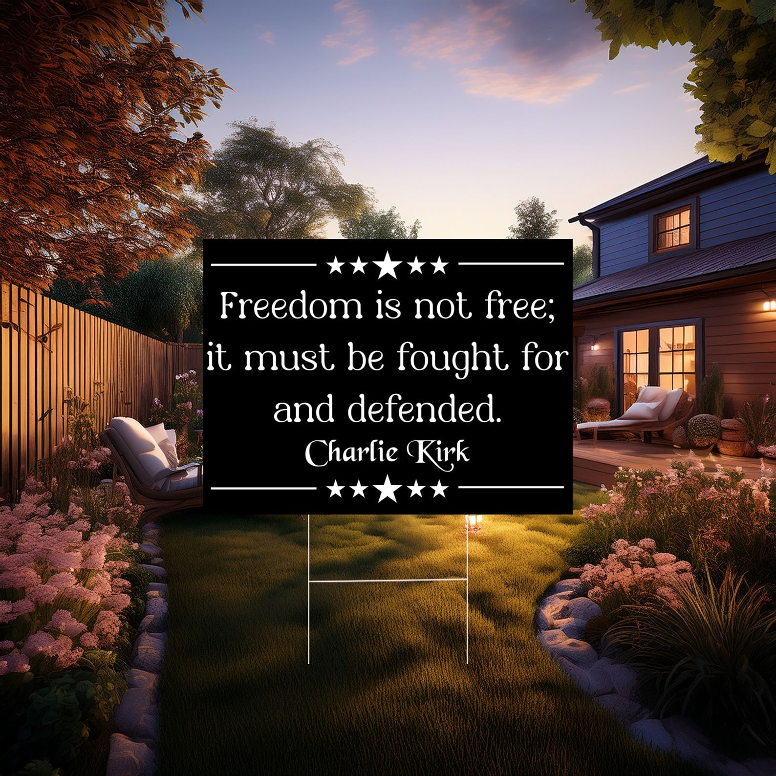 Charlie Kirk Merch Freedom Is Not Free It Must Be Fought For And Defended Yard Sign