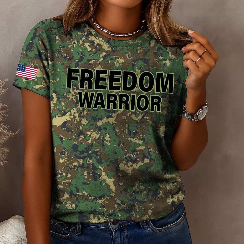 Charlie Kirk Merch Freedom Shirt Freedom Warrior Camo Shirt Charlie Kirk Clothing Patriotic Gift