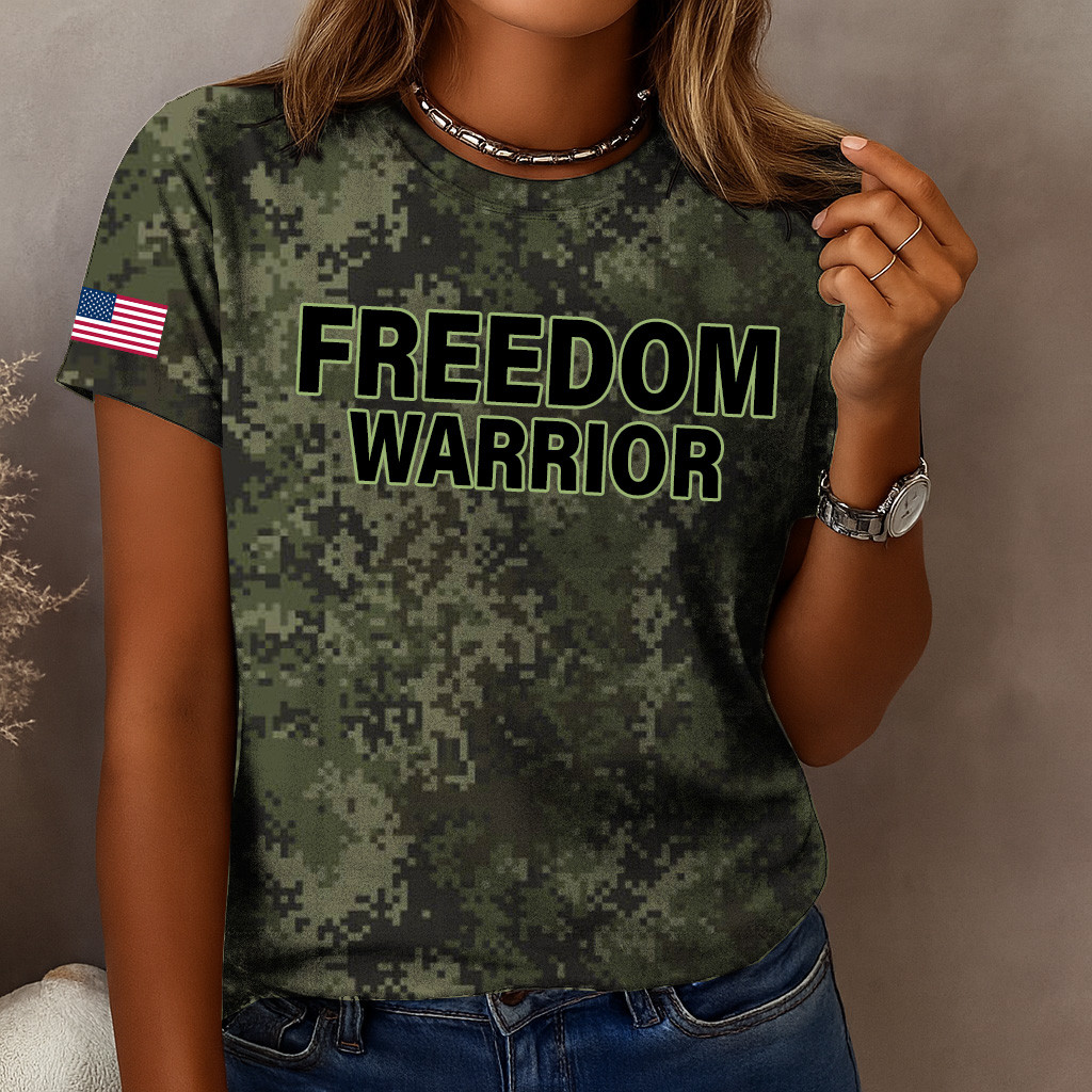 Charlie Kirk Merch Freedom Warrior Camo T-Shirt Charlie Kirk Freedom Shirt Gifts For Patriots