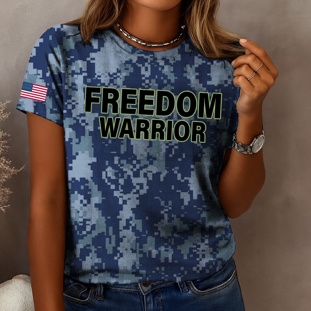 Charlie Kirk Merch Freedom Warrior Camo T-Shirt Charlie Kirk Shirt Freedom Merch Supporters Gifts
