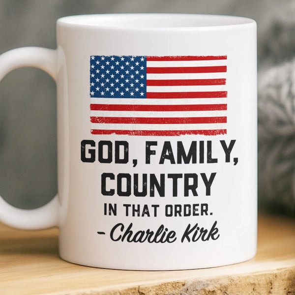 Charlie Kirk Merch God Family Country Mug RIP Charlie Kirk Mug Freedom Merch Gifts For Patriots