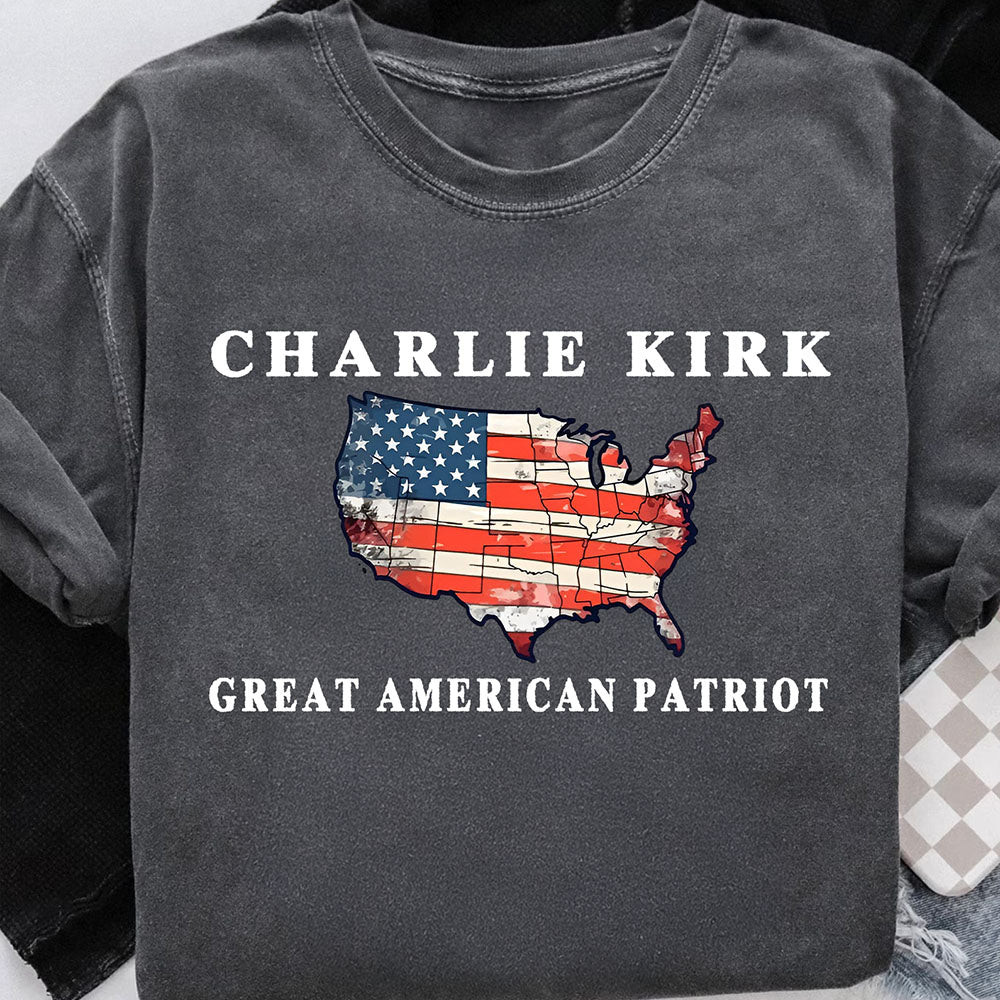Charlie Kirk Merch Great American Patriot Charlie Kirk Memorial Shirt Patriotic Apparel Gifts