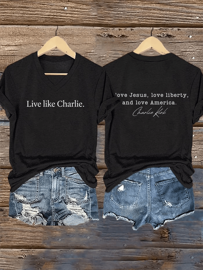 Charlie Kirk Merch Live Like Charlie Shirt Love Jesus Love Liberty Print T-Shirt Tribute Gift