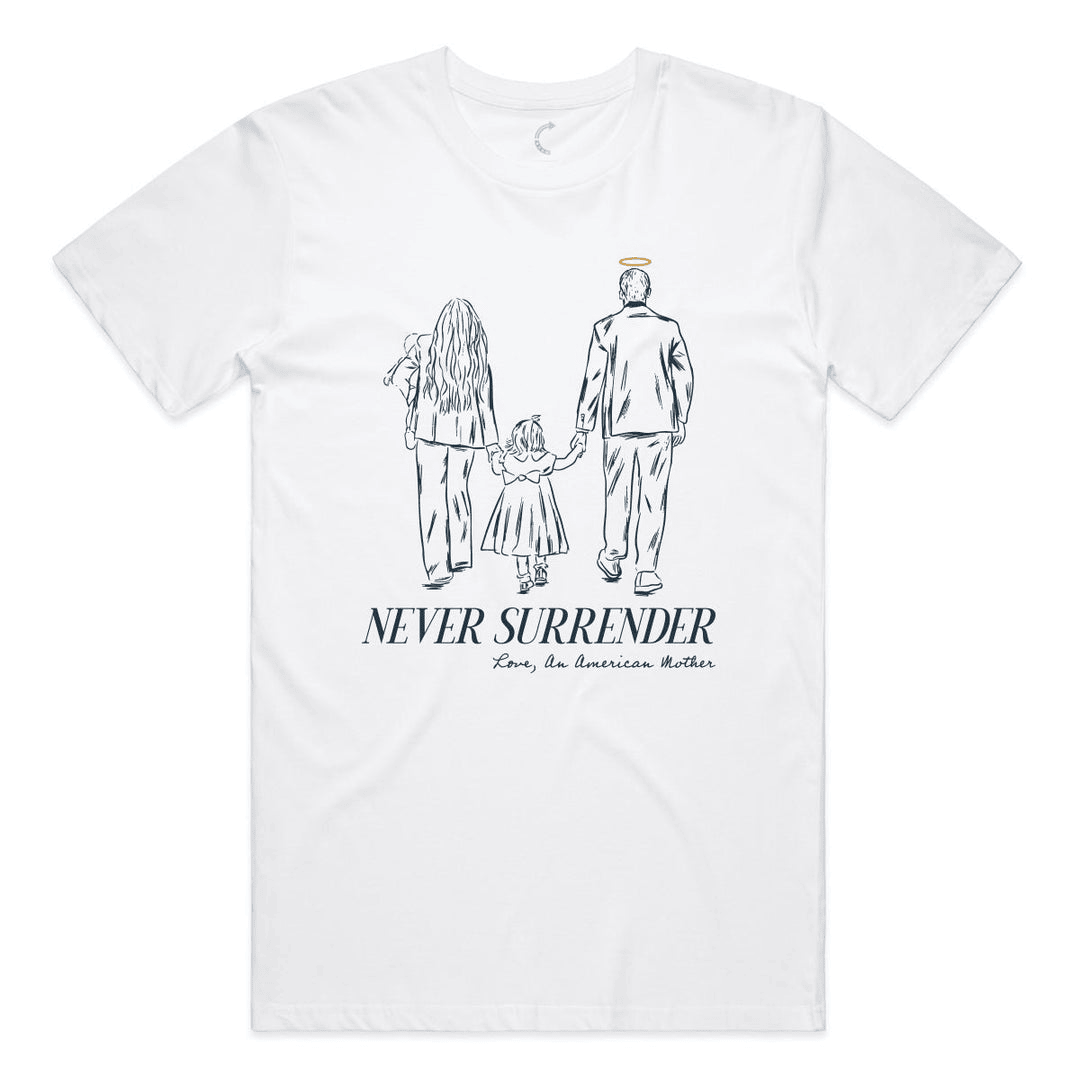 Charlie Kirk Merch Never Surrender Family Tribute T-Shirt RIP Charlie Kirk Shirt Gifts For Him