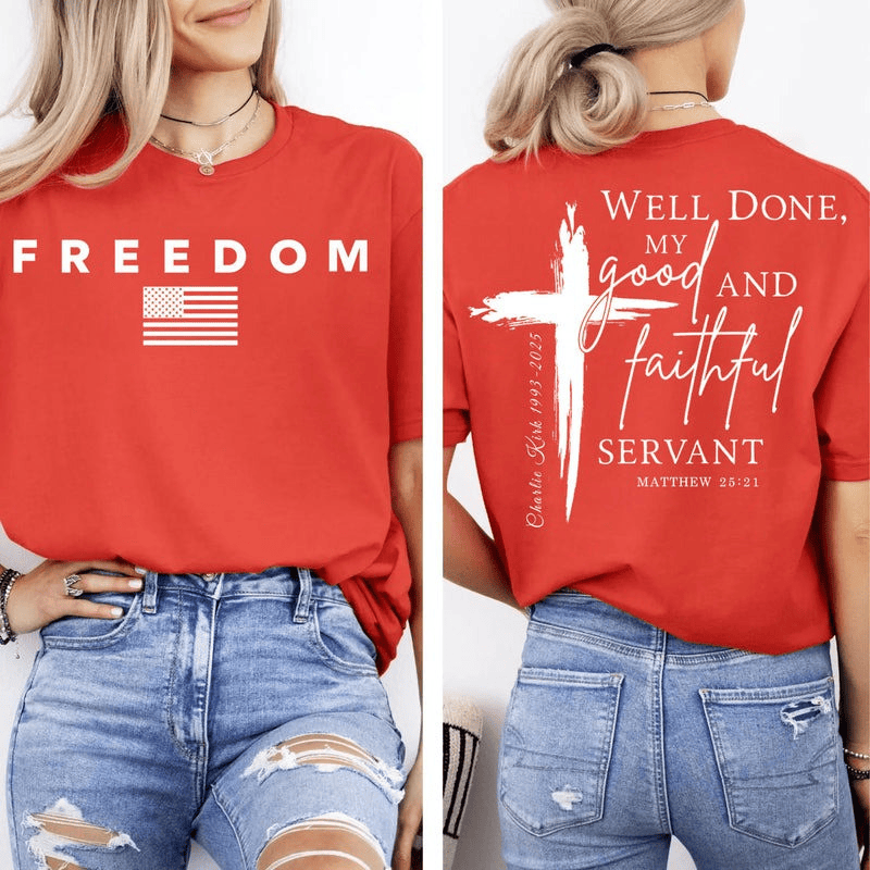 Charlie Kirk Merch Red Freedom Shirt Charlie Kirk Memorial Gifts For MAGA Supporters Memorial Tribute Gift