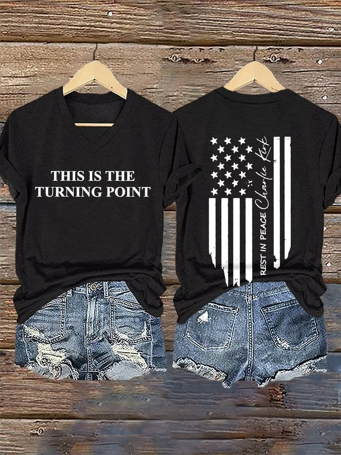 Charlie Kirk Merch This Is The Turning Point V-neck T-Shirt Turning Point USA Merch