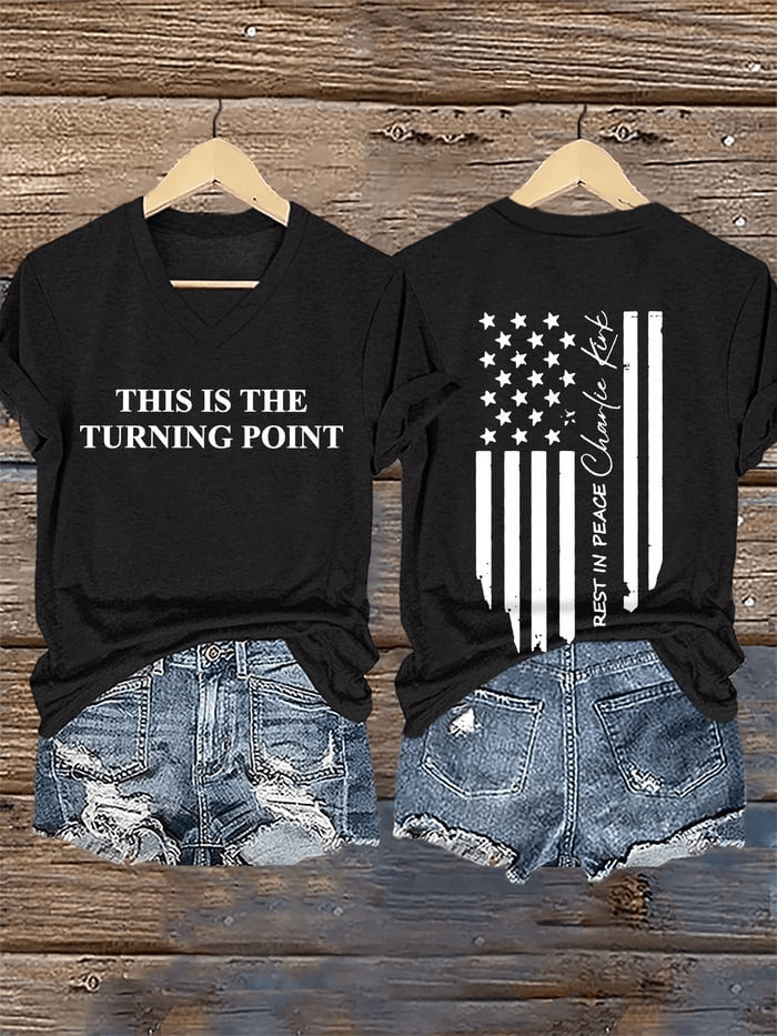 Charlie Kirk Merch This Is The Turning Point V-neck T-Shirt Turning Point USA Merch Rest In Peace Charlie