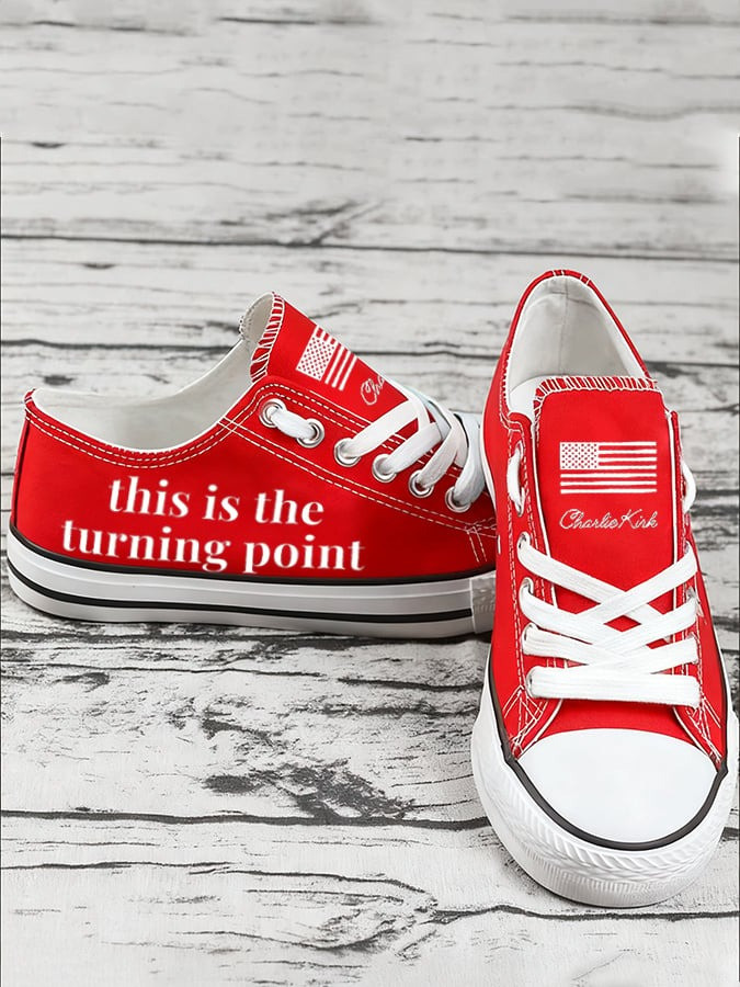 Charlie Kirk Merch This Is The Turning Pointn Print Furred Canvas Shoes 2 Gifts For Patriots