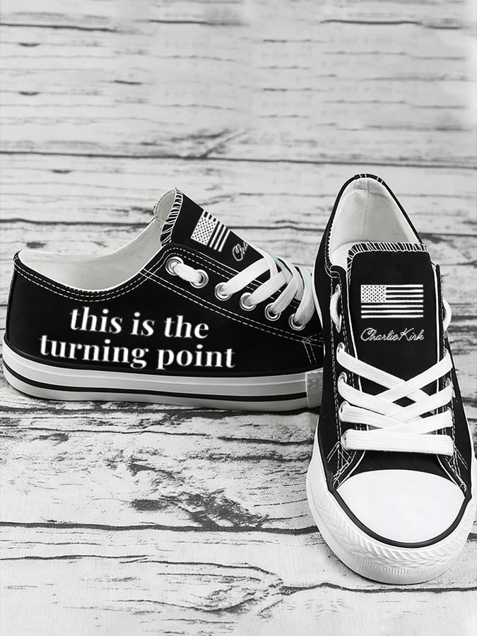 Charlie Kirk Merch This Is The Turning Pointn Print Furred Canvas Shoes Gifts For Patriots
