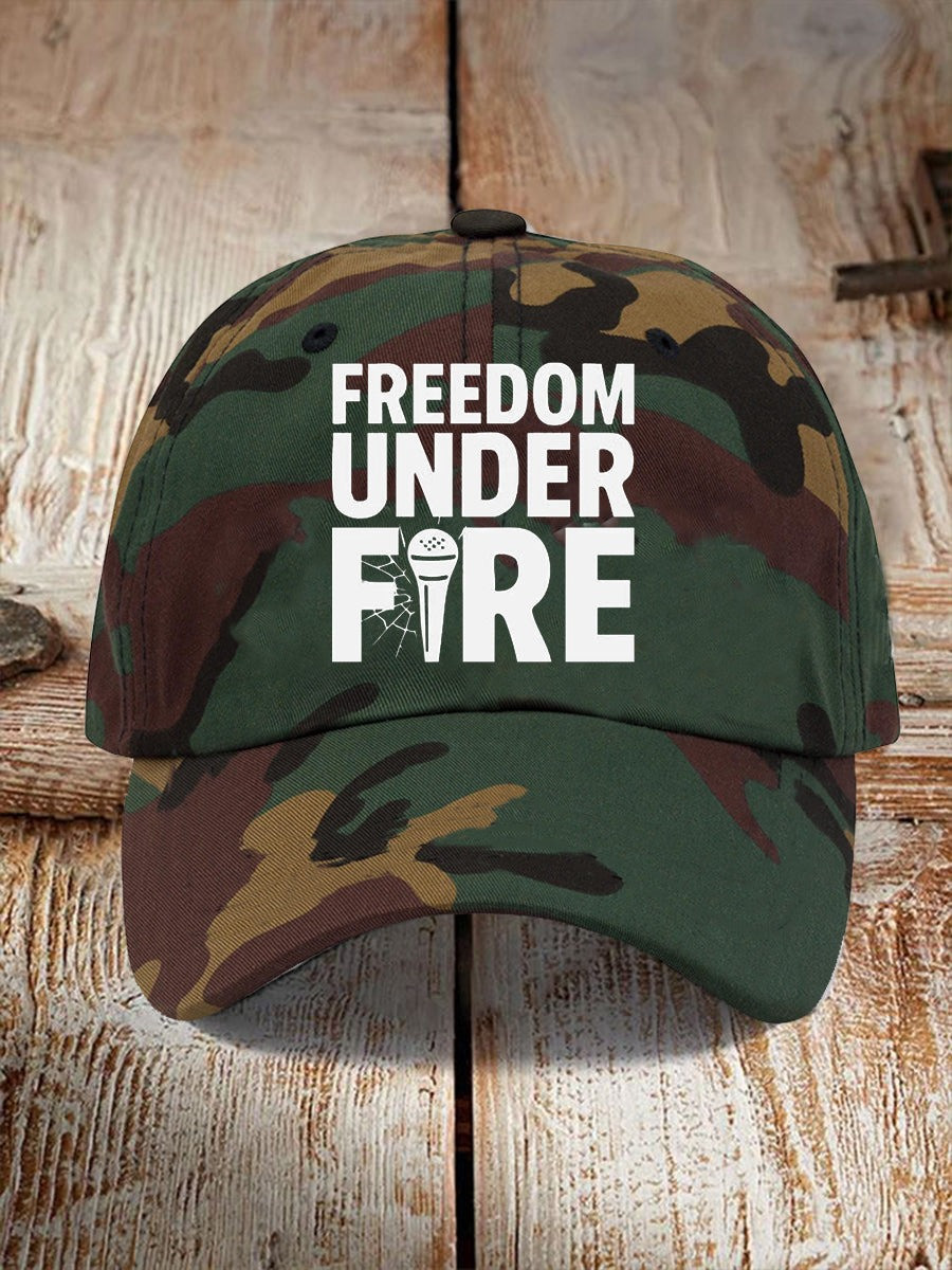 Charlie Kirk Merch Unisex Freedom Under Fire Print Hat Gifts For Patriots