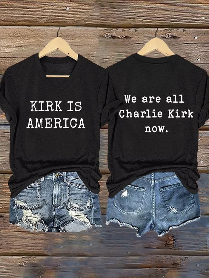 Charlie Kirk Merch V-Neck Retro America We Are All Now Print T-Shirt Gifts For Patriots
