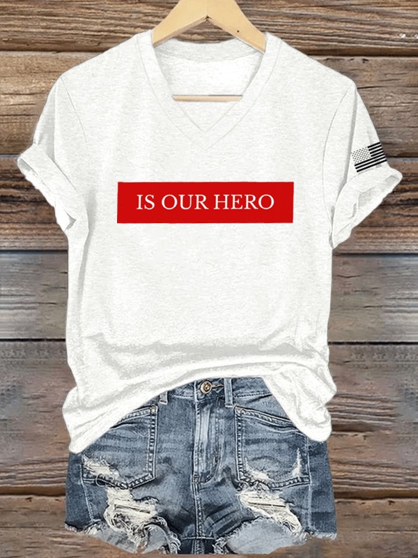 Charlie Kirk Merch V-neck Shirt Charlie Kirk Is Our Hero Unique Commemorative Shirt Presents