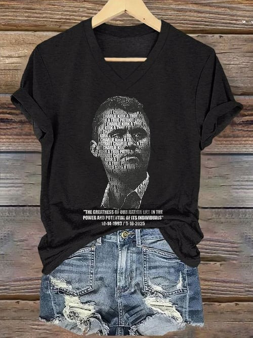 Charlie Kirk Merch V-Neck Shirt The Greatness Of Our Nation A True Patriot Freedom TPUSA Shirt