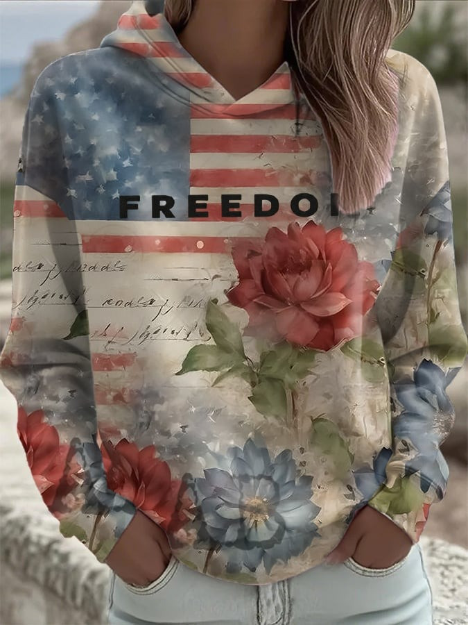 Charlie Kirk Merch Vintage Flag Floral Liberty Freedom Hoodie Charlie Kirk Hoodie Her Gifts