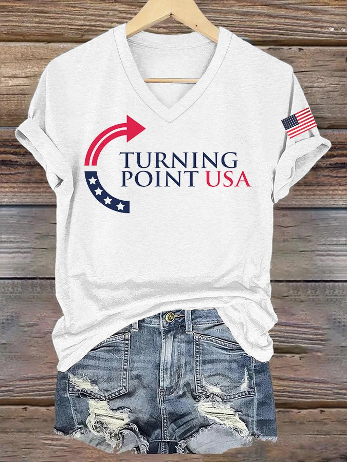 Charlie Kirk Merch Women's Charlie Kirk Turning Point USA Trump Commemorative T-Shirt Gifts For Patriots