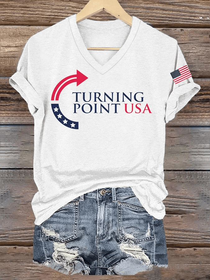 Charlie Kirk Merch Women's Charlie Kirk Turning Point USA Trump Commemorative T-Shirt Gifts For Patriots Charlie Tribute Gift