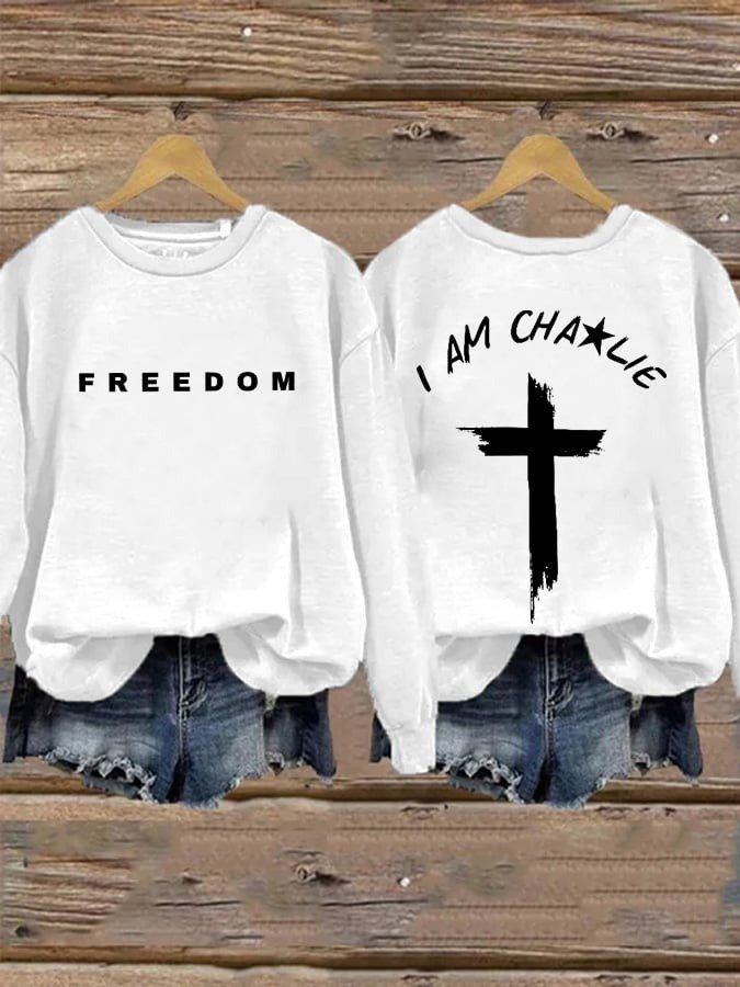 Charlie Kirk Merch Women's Freedom American Flag Print Waffle Hoodie Gifts For Patriots