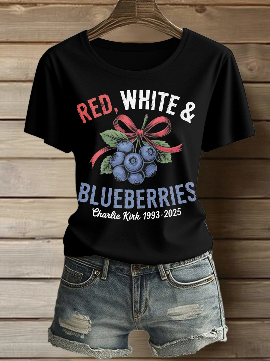 Charlie Kirk Red White & Blueberries T-Shirt Charlie Kirk 1993 2025 Signed Memorial Merchandise