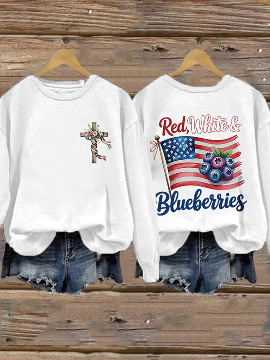 Charlie Kirk Red White And Blueberries Merch Sweatshirt Faith In Cross The Greatness Of Our Nation