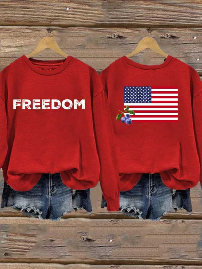 Charlie Kirk Red White Blueberries Sweatshirt Freedom A True Patriot Charlie Kirk Tribute