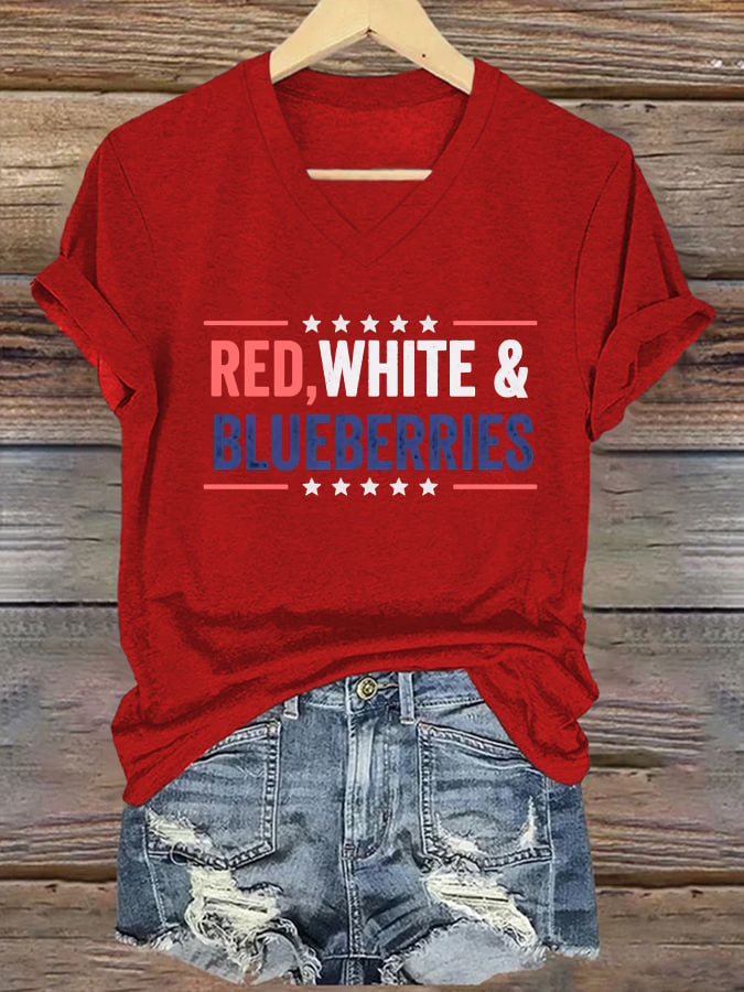 Charlie Kirk Red White Blueberries V-Neck Shirt Red White And Blueberries Shirt Gifts