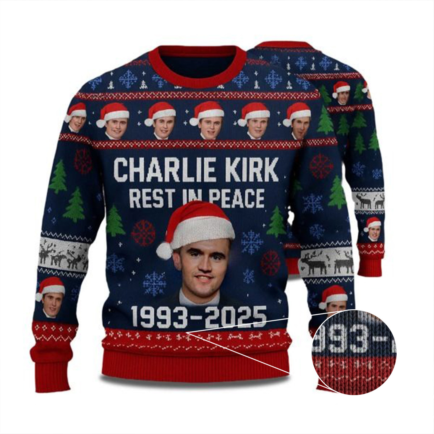 Charlie Kirk Rest In Peace 1993-2025 Ugly Christmas Sweater Charlie Kirk Merch Xmas Apparel