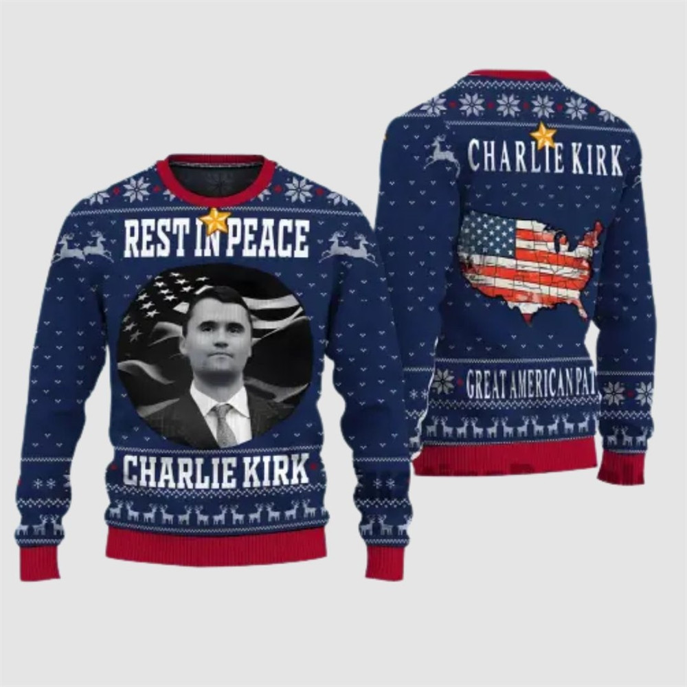 Charlie Kirk Rest In Peace Ugly Christmas Sweater Forever In Our Hearts Tribute Clothing