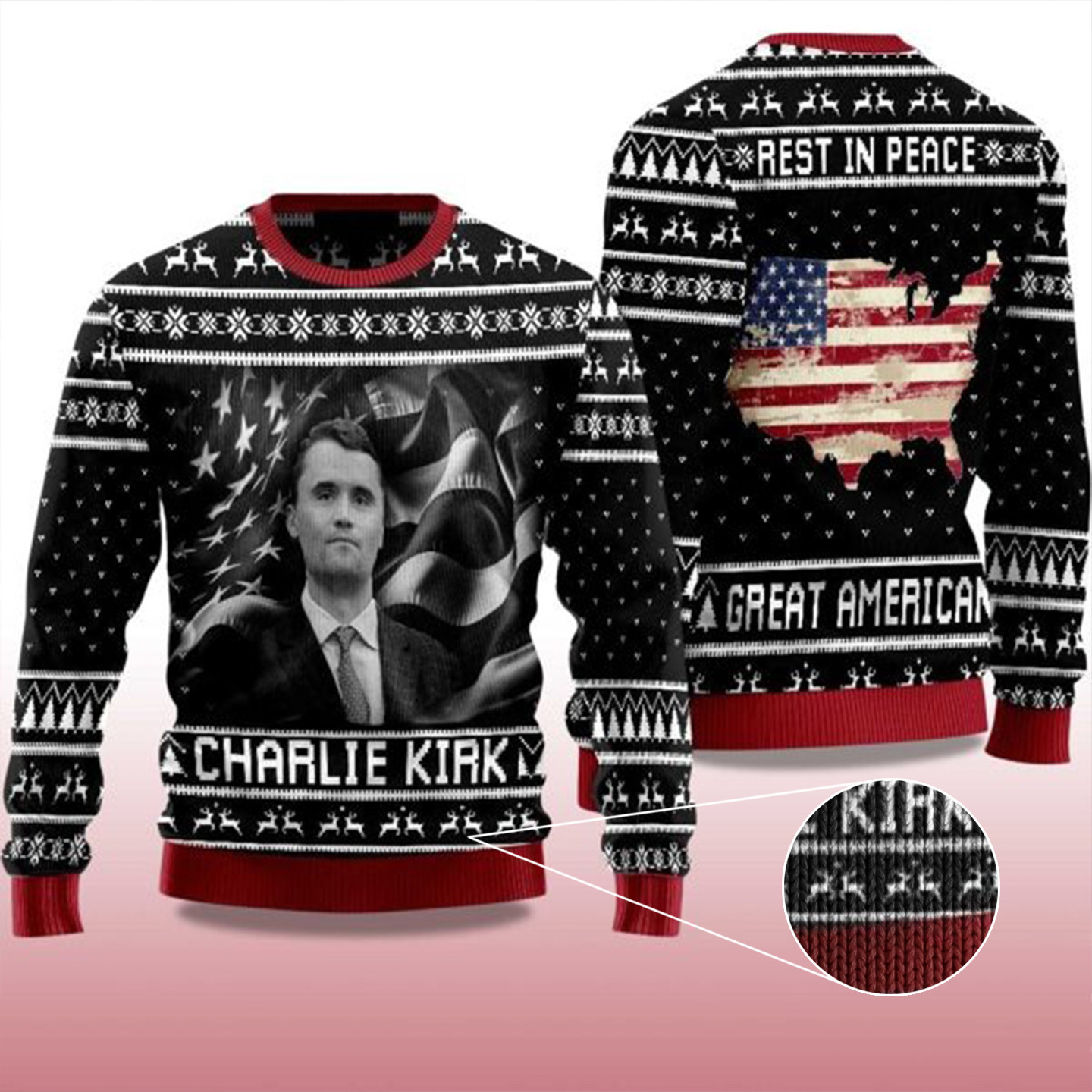 Charlie Kirk Rest In Peace Ugly Christmas Sweater Great America Sweater Charlie Kirk Gifts