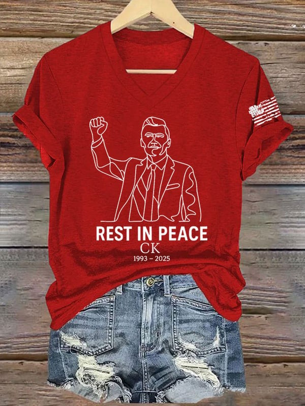 Charlie Kirk Rest In Peace V-neck Shirt CK 1993 2025 Commemorative Shirt