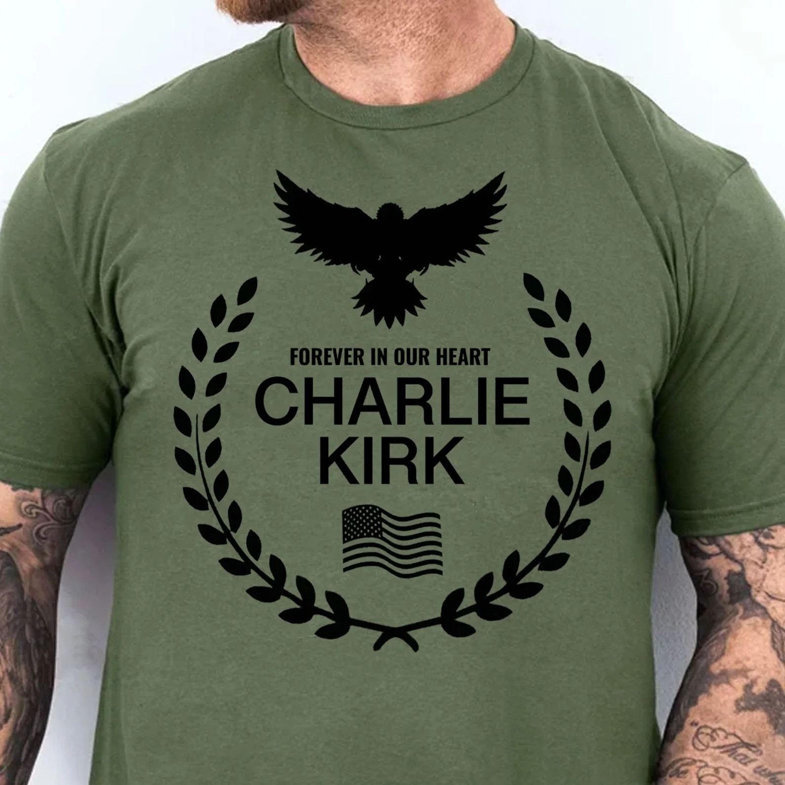 Charlie Kirk Shirt Forever In Our Heart Charlie Kirk Shirt Charlie Kirk Clothing Gifts For Dad
