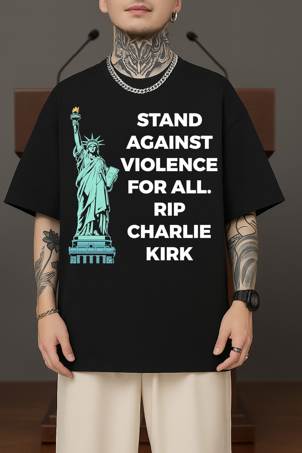 Charlie Kirk Shirt Stand Against Violence For All T-Shirt Rip Charlie Kirk Memorial Gifts