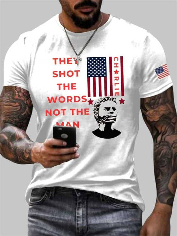 Charlie Kirk Shirt They Shot The Words Not The Man T-Shirt Turning Point USA Merch