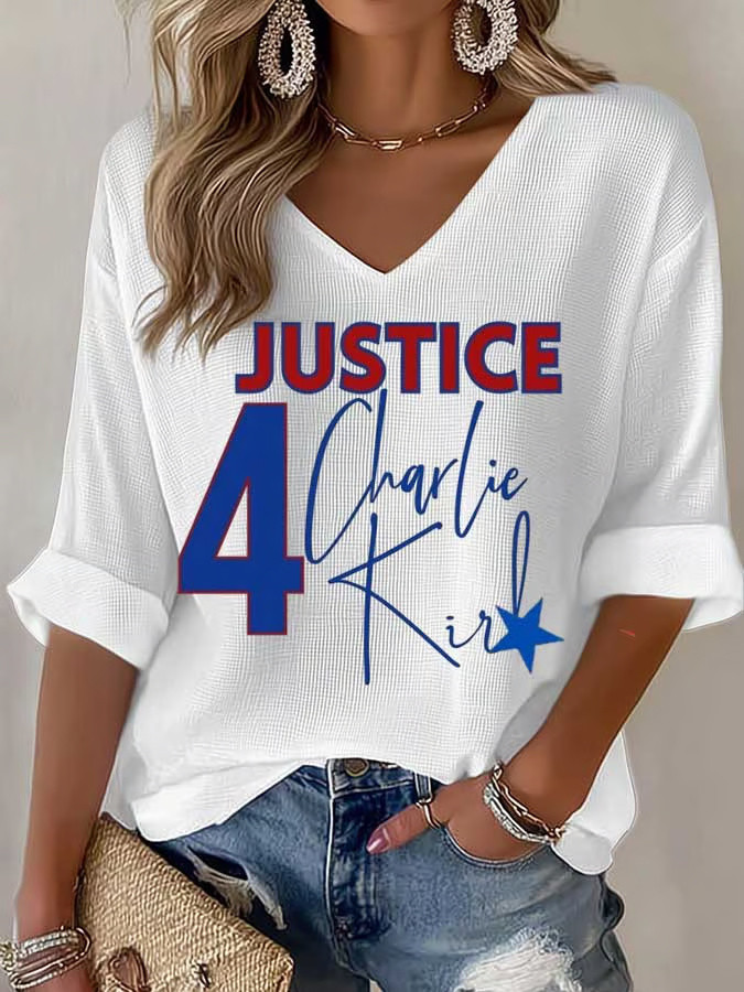 Charlie Kirk Shooters Shirt Justice 4 Charlie Kirk V-neck Long Sleeve T-Shirt Gifts For Patriots