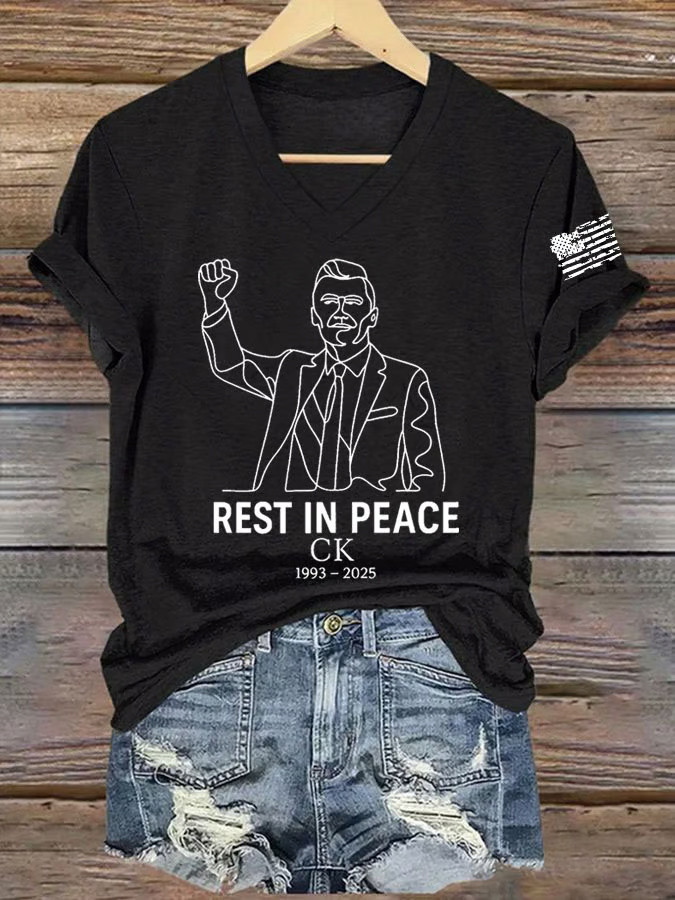 Charlie Kirk Shooters Shirt Rest In Peace Charlie Kirk V-neck T-Shirt Patriotic Gifts For Mom