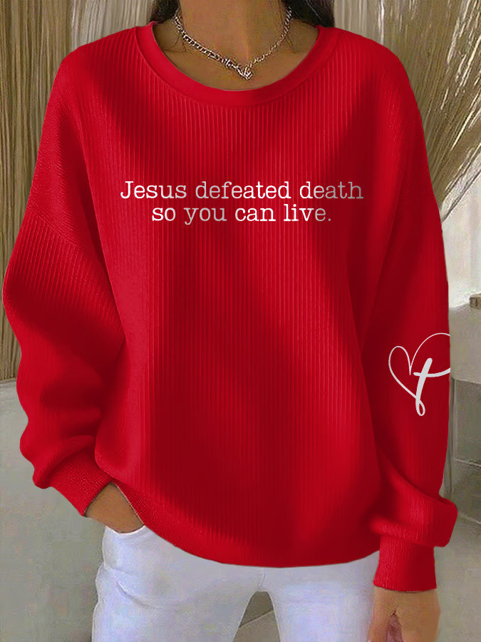 Charlie Kirk Shooters Sweatshirt Red Jesus Defeated Death So You Can Live Sweatshirt