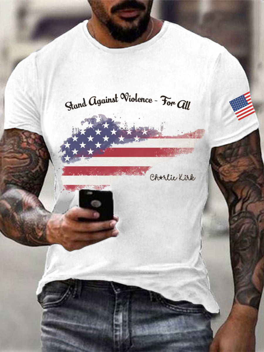 Charlie Kirk Stand Against Violence For All T-Shirt Charlie Kirk Commemorative Apparel Gifts